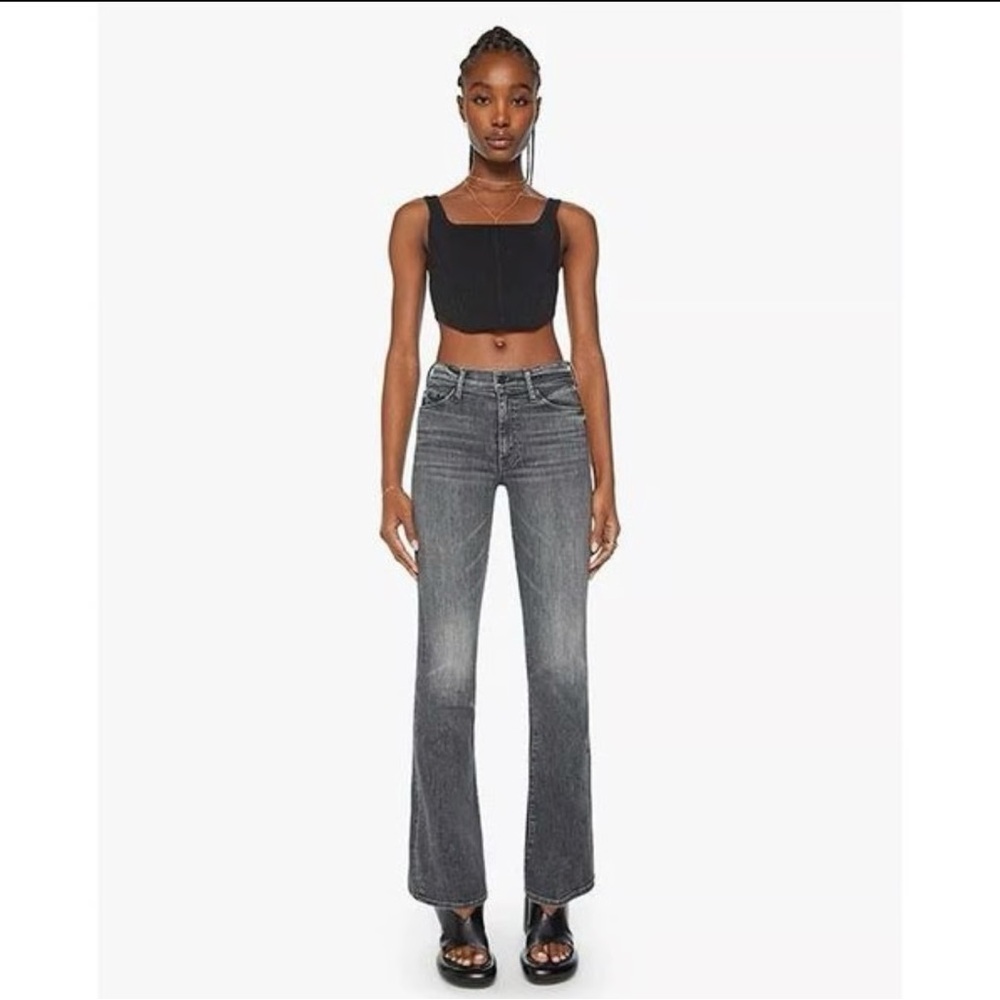 MOTHER The Cruiser High Rise Flare Jeans Faded Black Denim Womens‎